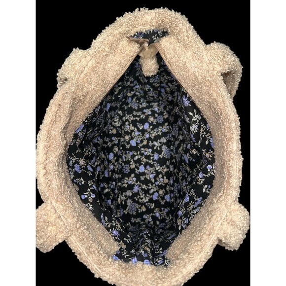 Vera Bradley Vera Tote Beige Ginger Snap Fleece Boucle Shoulder Bag + ID Wallet - Picture 7 of 14